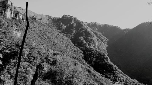 Scenic view of mountains against clear sky