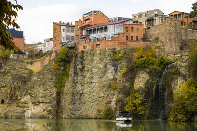 Tbilisi city center, old famous houses and city view, old famous street in old town, architecture 