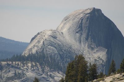 Scenic view of snowcapped mountains against clear sky