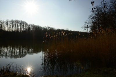 Scenic view of lake against sky