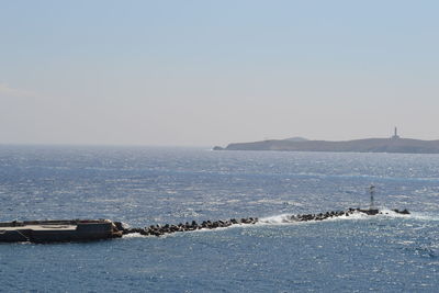 Scenic view of sea against clear sky