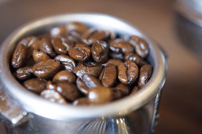 Close-up of coffee served on table