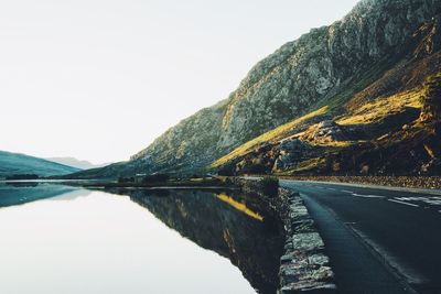 Scenic view of lake against clear sky