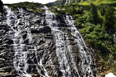 Scenic view of waterfall in forest