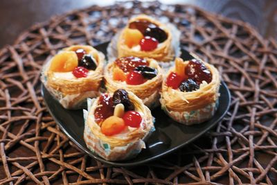 High angle view of cake on table