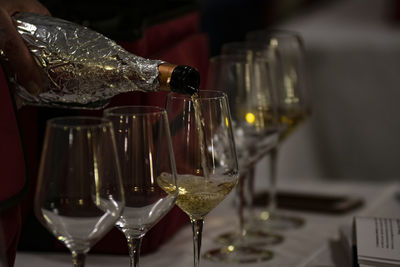 Close-up of wineglass on table