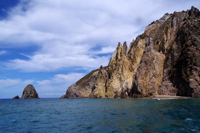 Scenic view of sea and rock formation