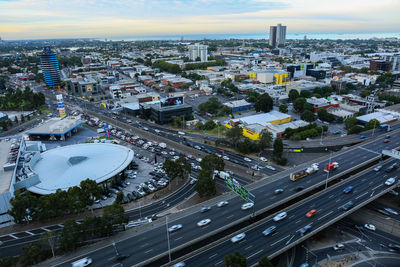 High angle view of traffic on city street