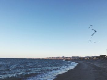 Scenic view of sea against clear sky