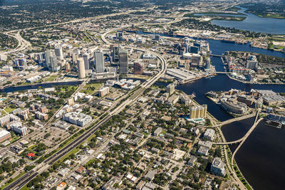 Aerial view of buildings in city