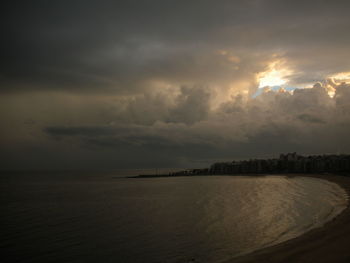 Scenic view of sea against cloudy sky