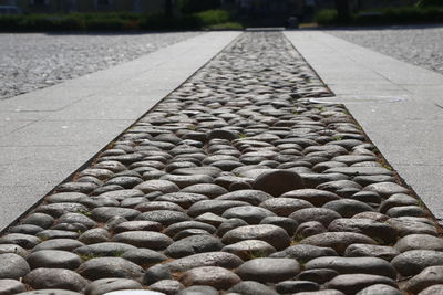 Surface level of cobblestone street