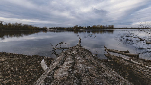 Scenic view of lake against sky