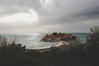High angle view of sea against sky