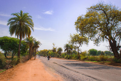 Road amidst trees against sky
