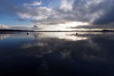 Scenic view of sea against cloudy sky