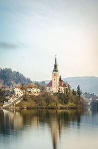 River with town against the sky