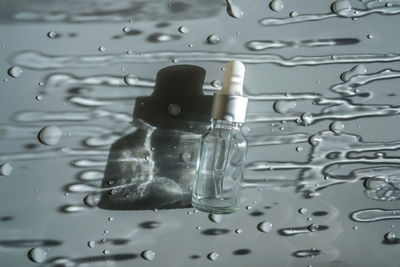 Close-up of water drops on glass