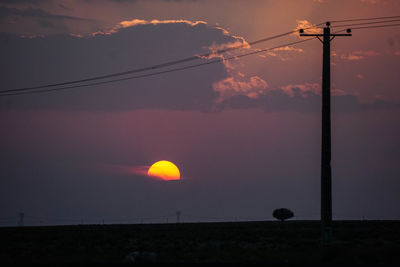 Scenic view of silhouette field against sky during sunset