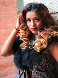 Close-up portrait of beautiful young woman