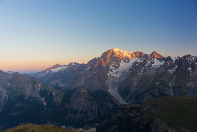 Scenic view of mountains against clear sky