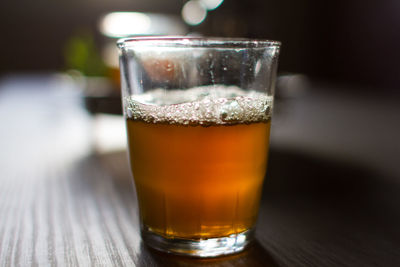 Close-up of drink in glass on table