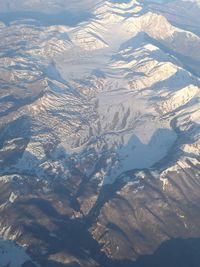 Aerial view of snowcapped mountains