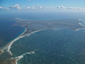 Aerial view of sea against sky