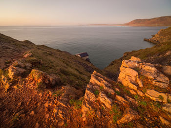 Scenic view of sea against clear sky