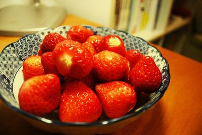 Close-up of strawberries in bowl