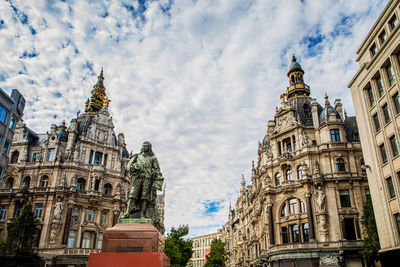 Low angle view of buildings against sky