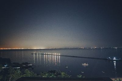 Scenic view of sea against sky at night