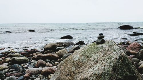 Scenic view of sea against clear sky