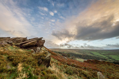 Scenic view of landscape at sunset