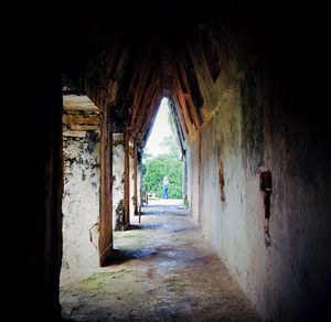 Narrow corridor of old tunnel