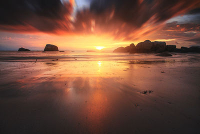 Scenic view of sea against sky during sunset