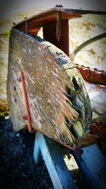 Close-up of broken wooden door