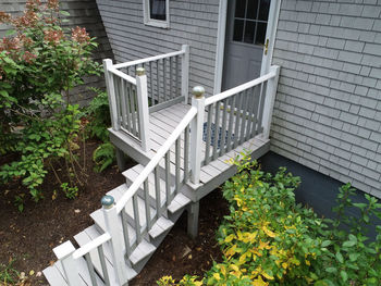 High angle view of staircase by building