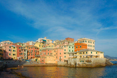 Sunset light on fisherman town in genoa