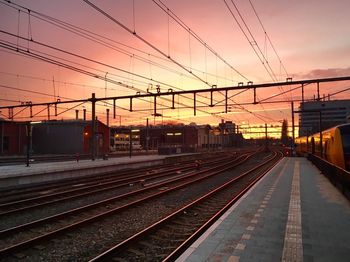 Railroad tracks at sunset