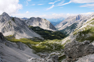 Scenic view of mountains against sky