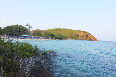 Scenic view of sea against clear sky