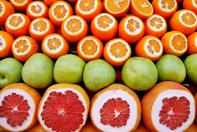 Full frame shot of citrus fruits at market stall