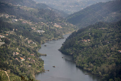 High angle view of river amidst landscape