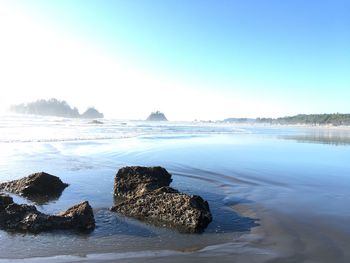 Scenic view of sea against clear sky