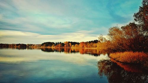 Scenic view of lake against sky