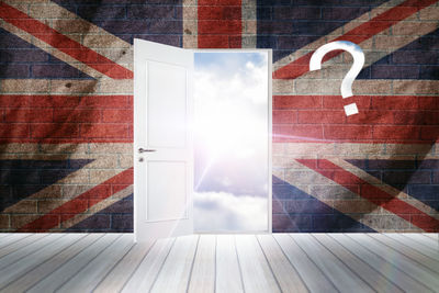 Digital composite image of wooden door