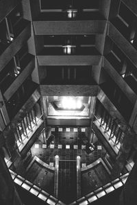 Directly below shot of illuminated staircase in building