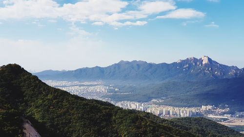 Scenic view of mountains against sky