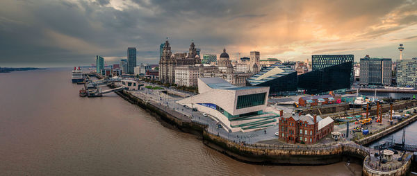 Aerial view of the museum of liverpool, uk